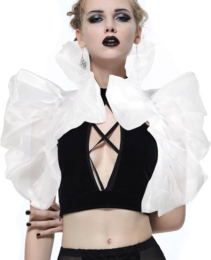 UQJE Victorian Natural Feather Shawl Shrug Shoulder Wrap Gothic Collar Costume Accessories - Image 1